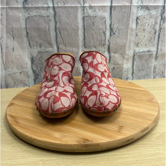 Coach Felicity Womens Size 8B Pink Wooden Clogs Made in Italy - Picture 2 of 9